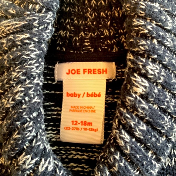 5/$15 Toddler cardigan Navy/white fleck red striped sleeve waistband 12-18 month - Picture 4 of 6